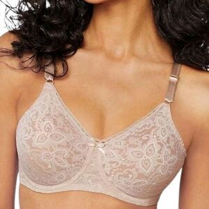 Bali Designs Women's Lace and Smooth Underwire Bra, Rosewood, 42DDD
